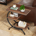 C-Shaped 3-Tier End Table with Curved Metal Frame D86036