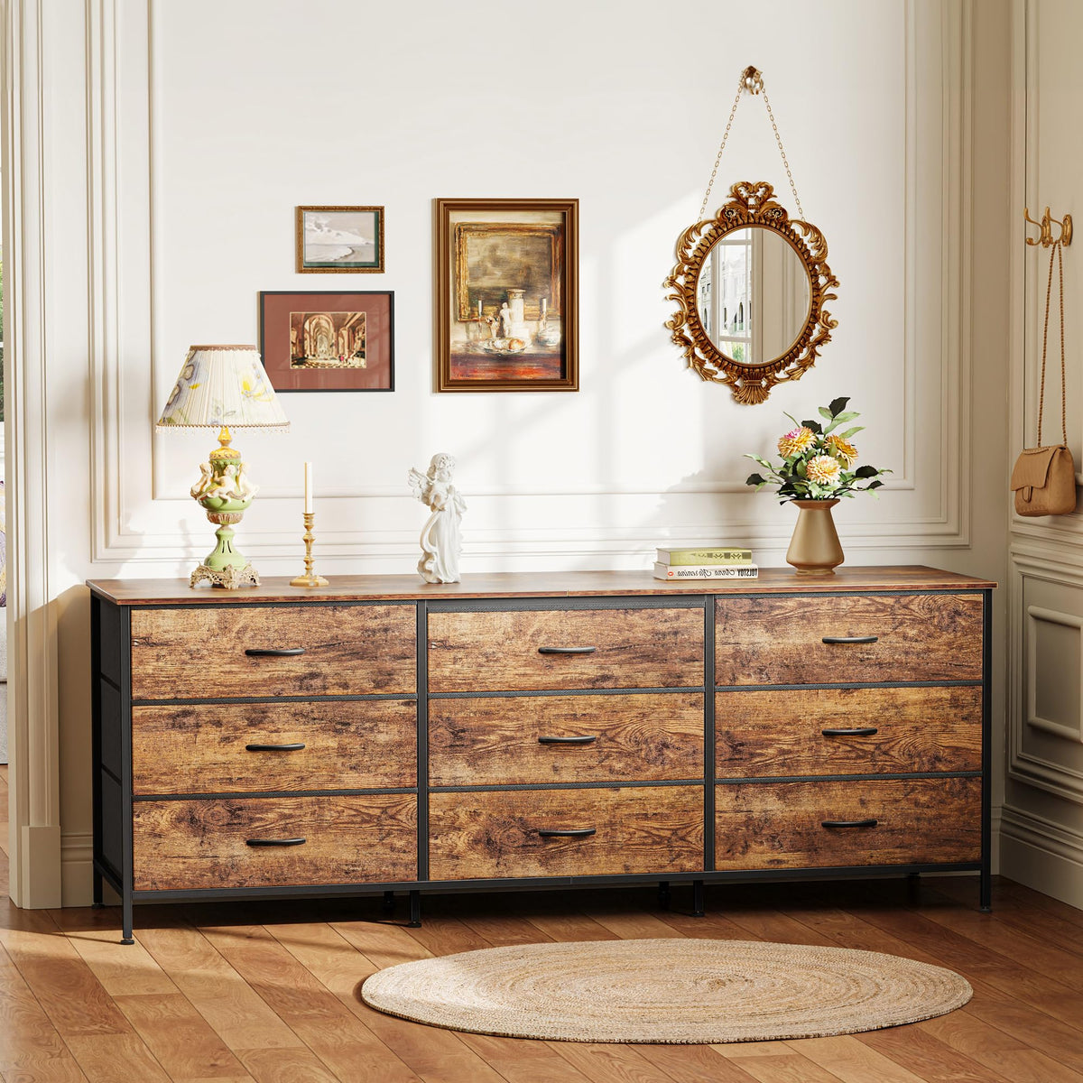 63 Inch 9 Fabric Drawer Dresser A240438