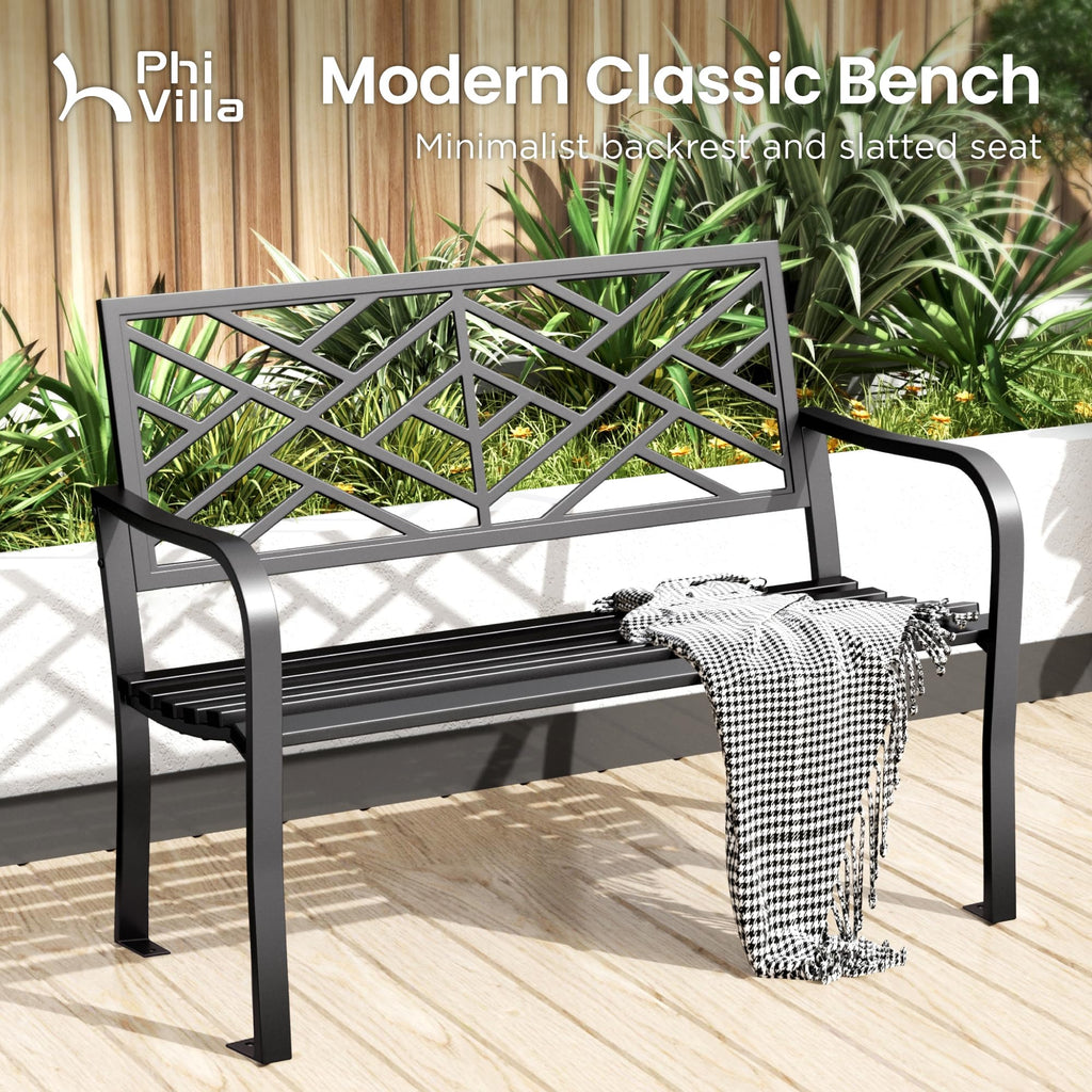 Black 43 Inches Outdoor Garden Bench Z405