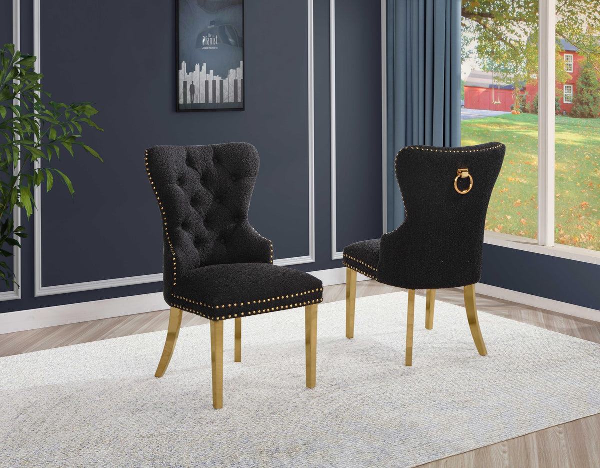 Black Boucle Upholstered Dining Chairs Set of 2 X43900