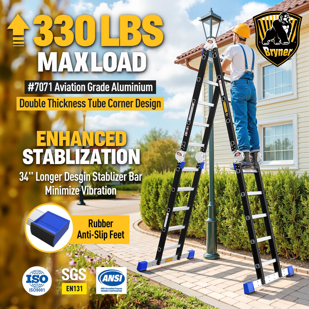 Aluminium 7 in 1 Extension Ladder 19.6Ft 330lbs P893