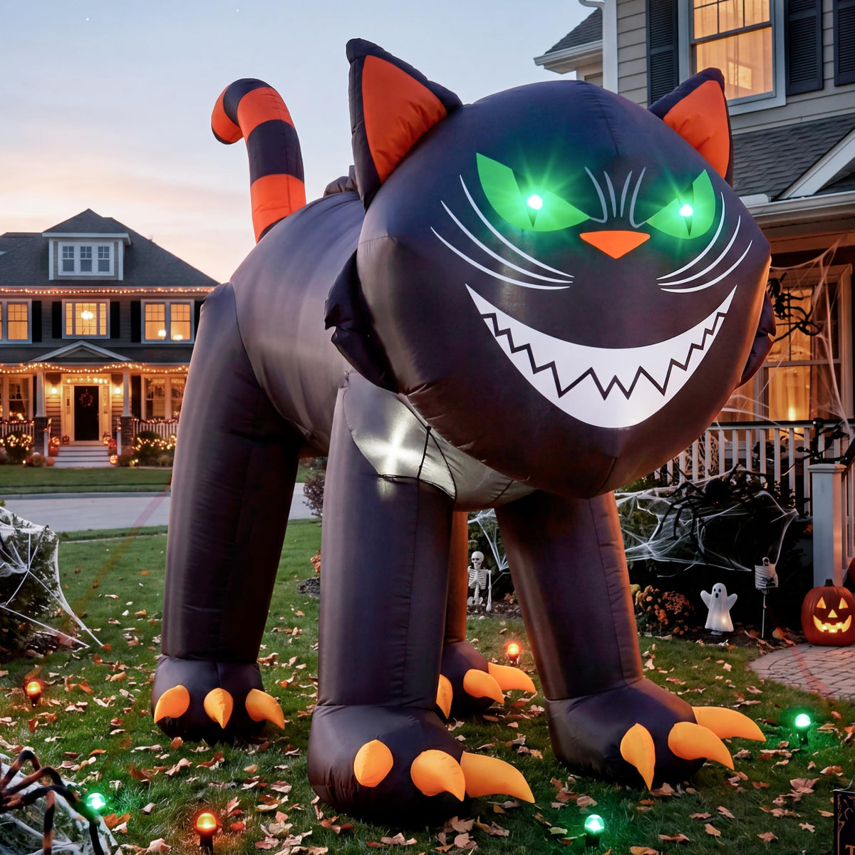 7 ft Black Cat Inflatable with LED Lights V1569