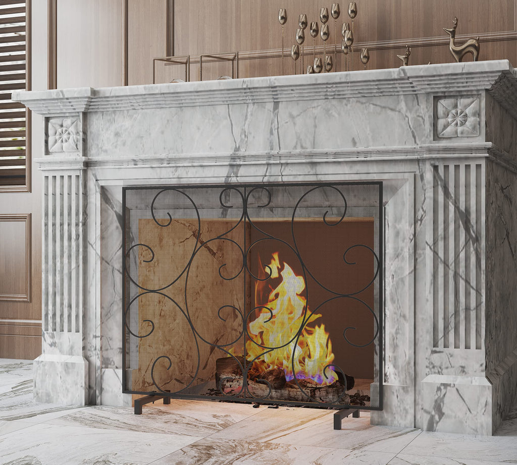 Handcrafted Metal Mesh Fireplace Screen X779696