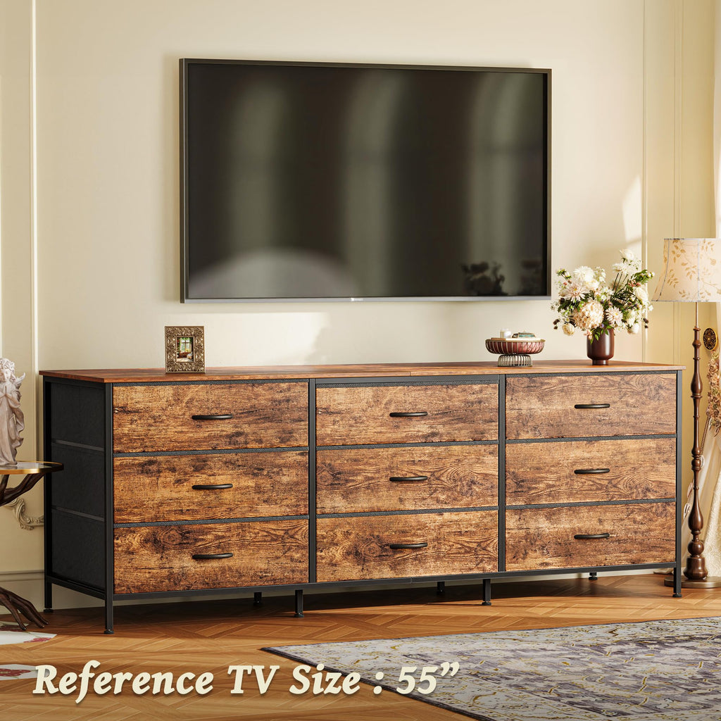 63 Inch 9 Fabric Drawer Dresser A240438