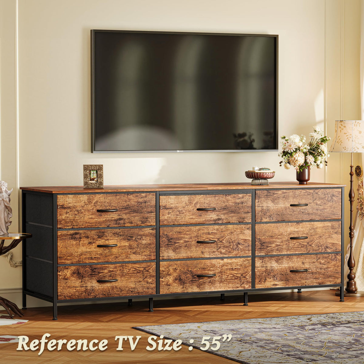 63 Inch 9 Fabric Drawer Dresser A240438