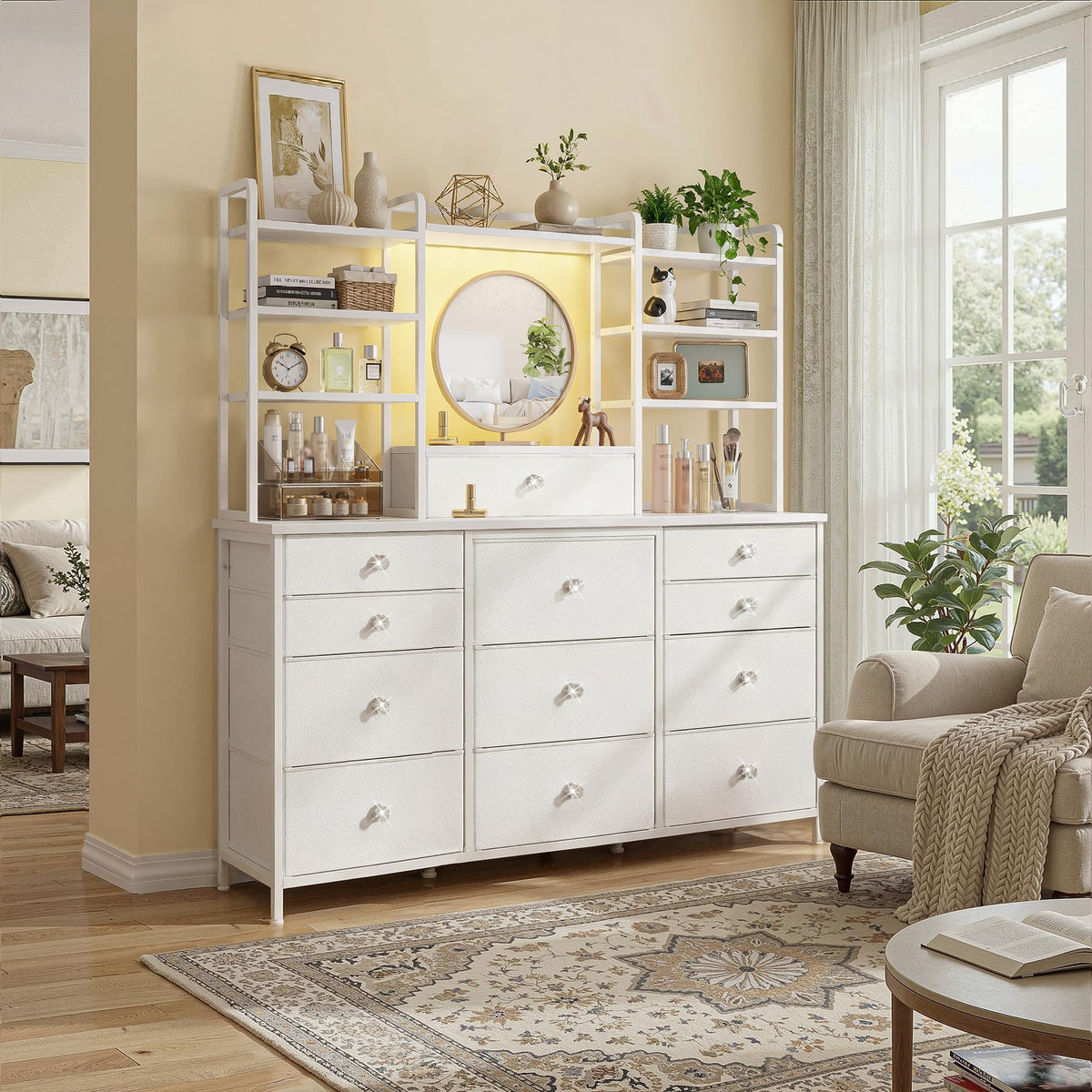 White Dresser with RGB LED Lights O846