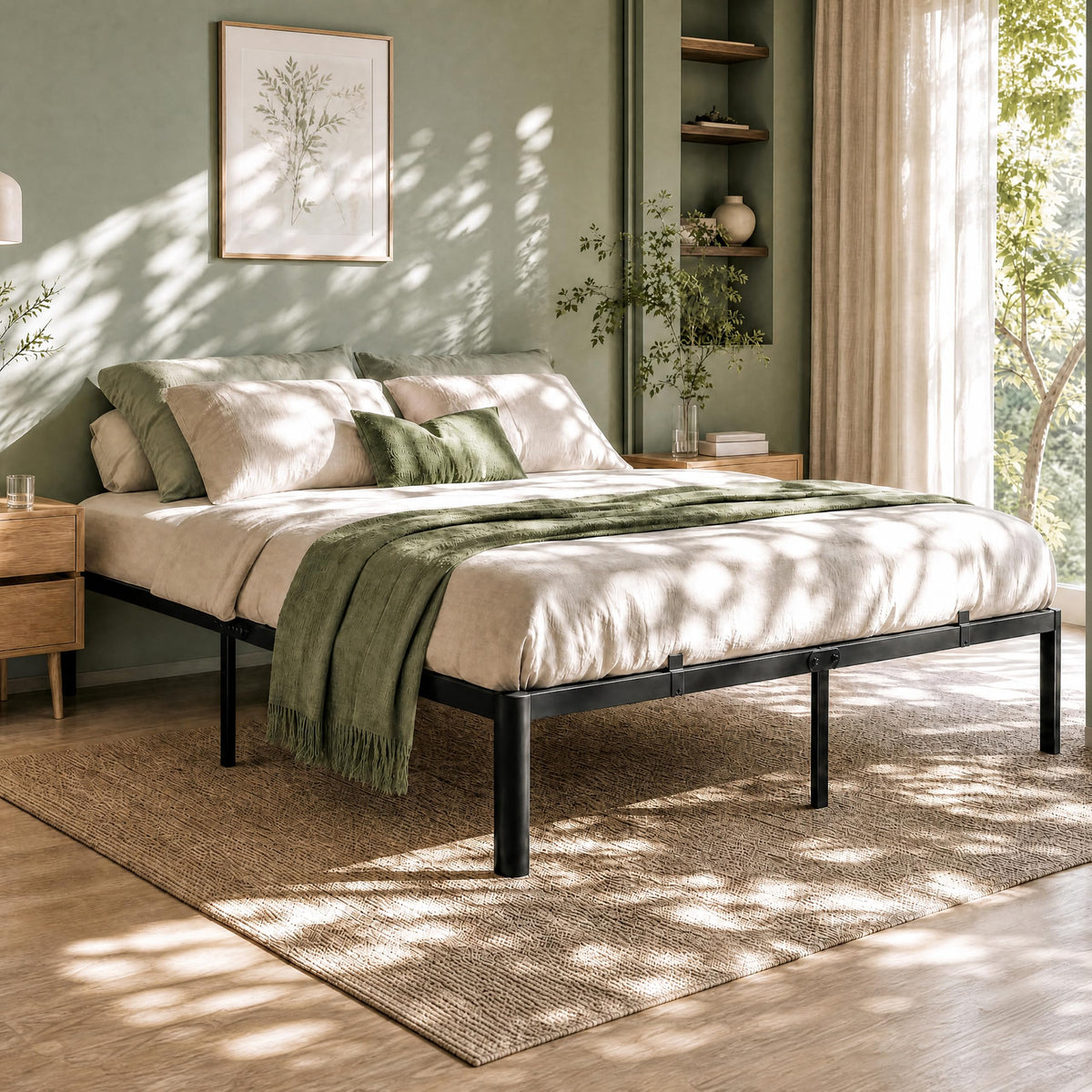Queen 14 Inch Steel Platform Bed Frame E20725
