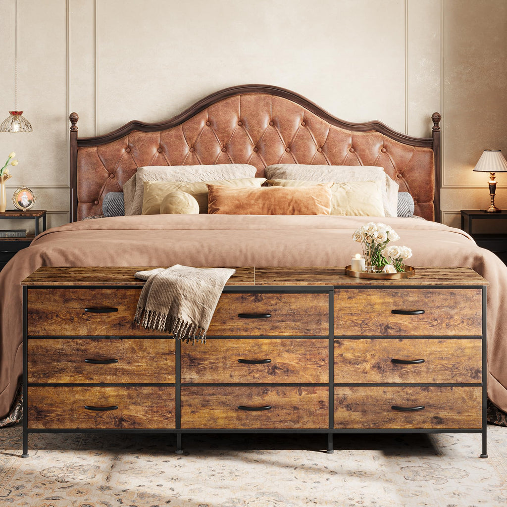 63 Inch 9 Fabric Drawer Dresser A240438