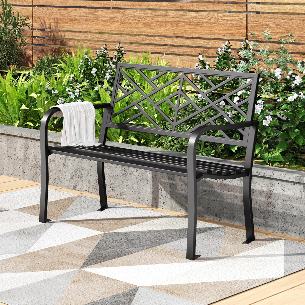 Black 43 Inches Outdoor Garden Bench Z405